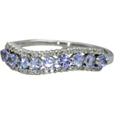 10k White Gold Diamond and Tanzanite Wavy Band Ring 0.70CT Size 10