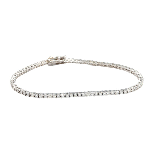 14K White Gold Diamond Tennis Bracelet 4 Prong Sleek Design 1.90 ct