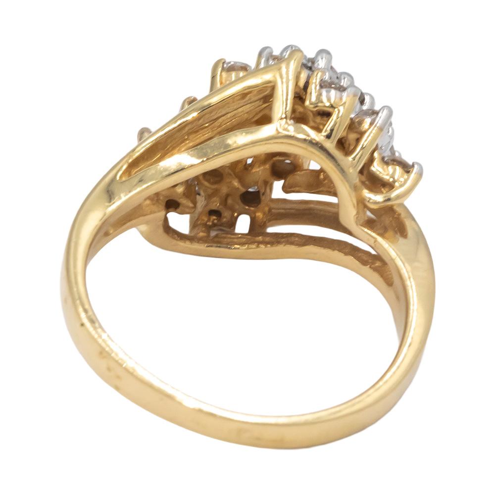 14k Yellow Gold 0.50CT Diamond Cluster Cocktail Ring Size 5.75
