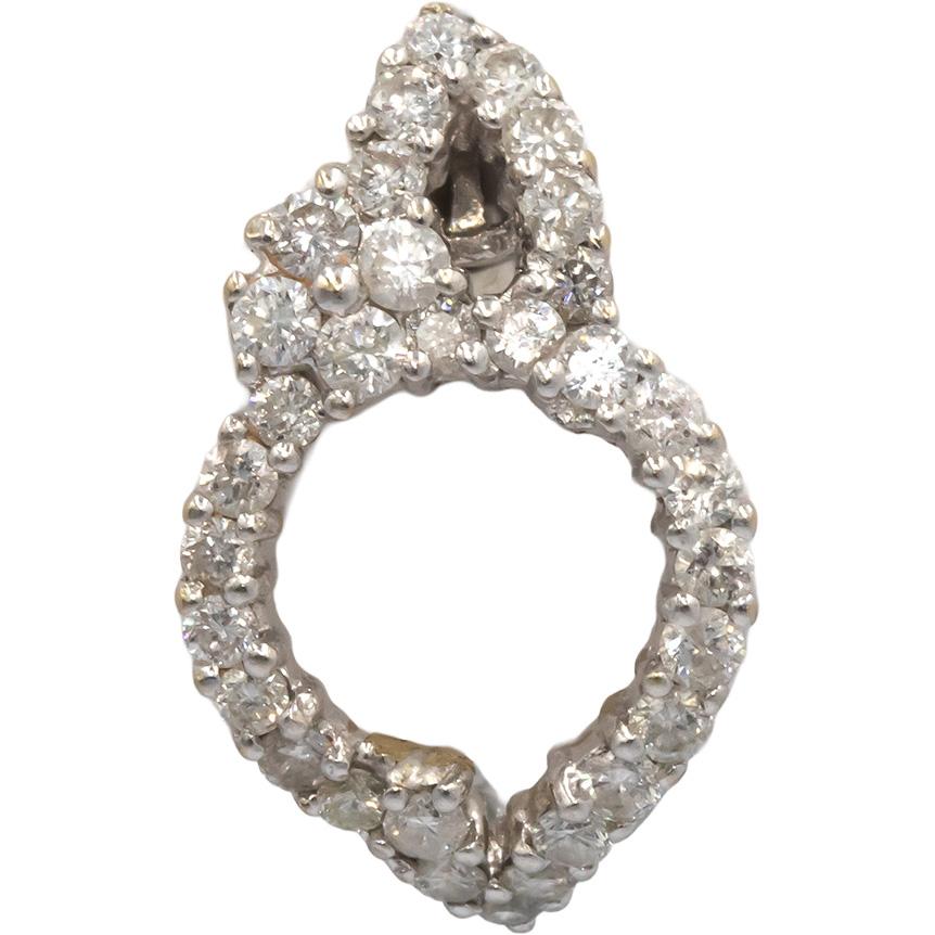 18k White Gold Round Diamond Curved Huggie Style Earrings 1.50CT