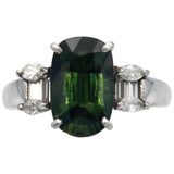 GIA Certified Platinum Diamond & Green Sapphire Cocktail Ring 4.59CT Size 6.75