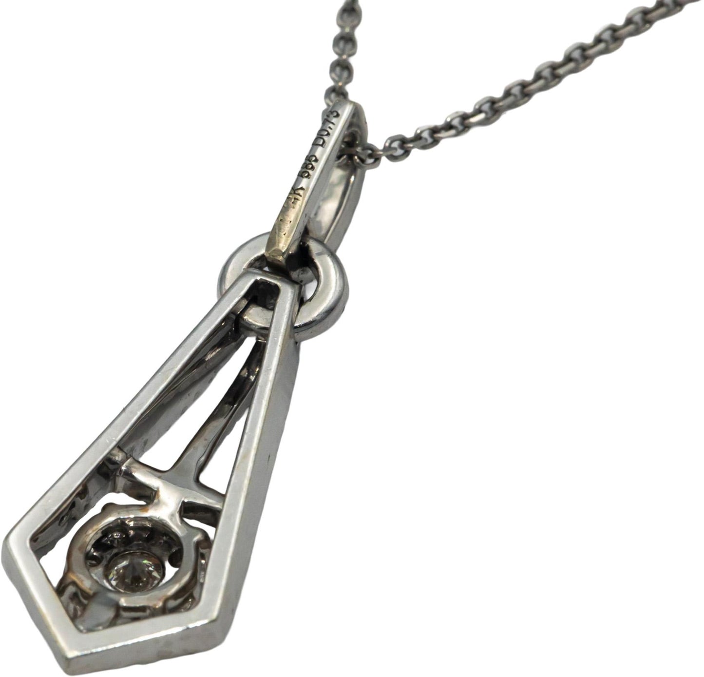 14k White Gold 0.73CT Diamond Cluster Pendant Chain Necklace