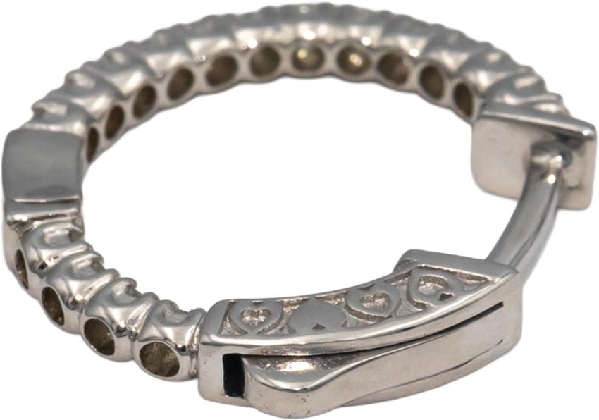 14k White Gold 0.70CT Diamond Inside Out Hoop Earrings