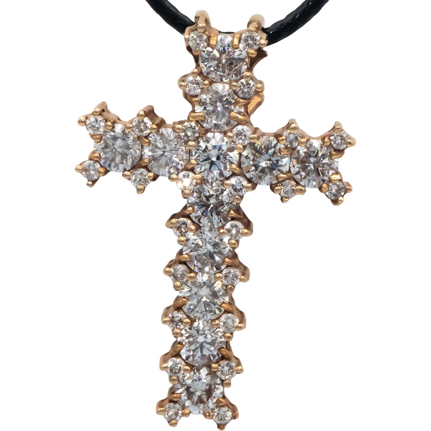 14k Rose Gold Round Diamond Cross Crucifix Pendant Necklace 4.74CT