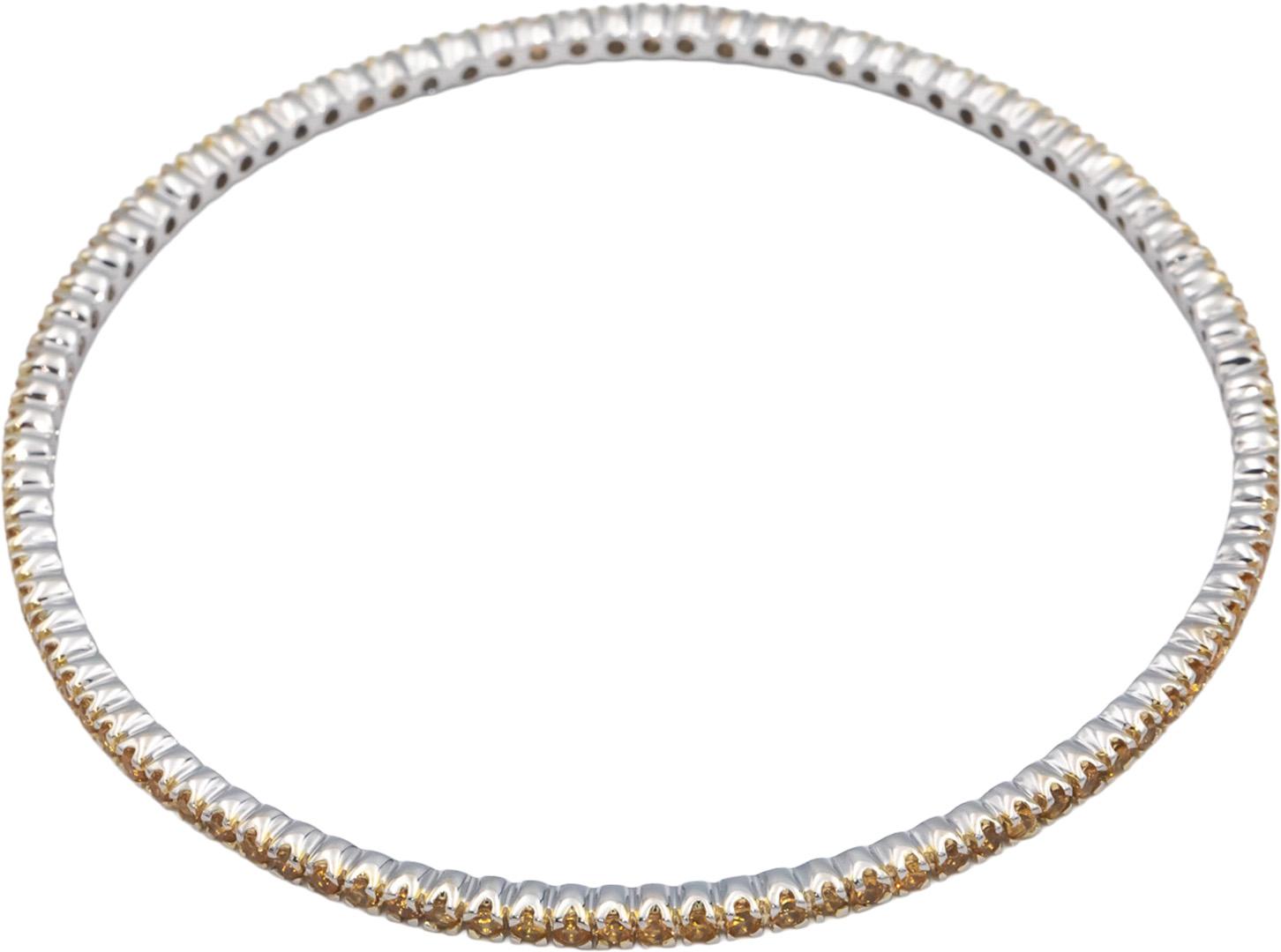 18k White Gold 3.0CT Round Cut Yellow Sapphire Stackable Bangle Bracelet