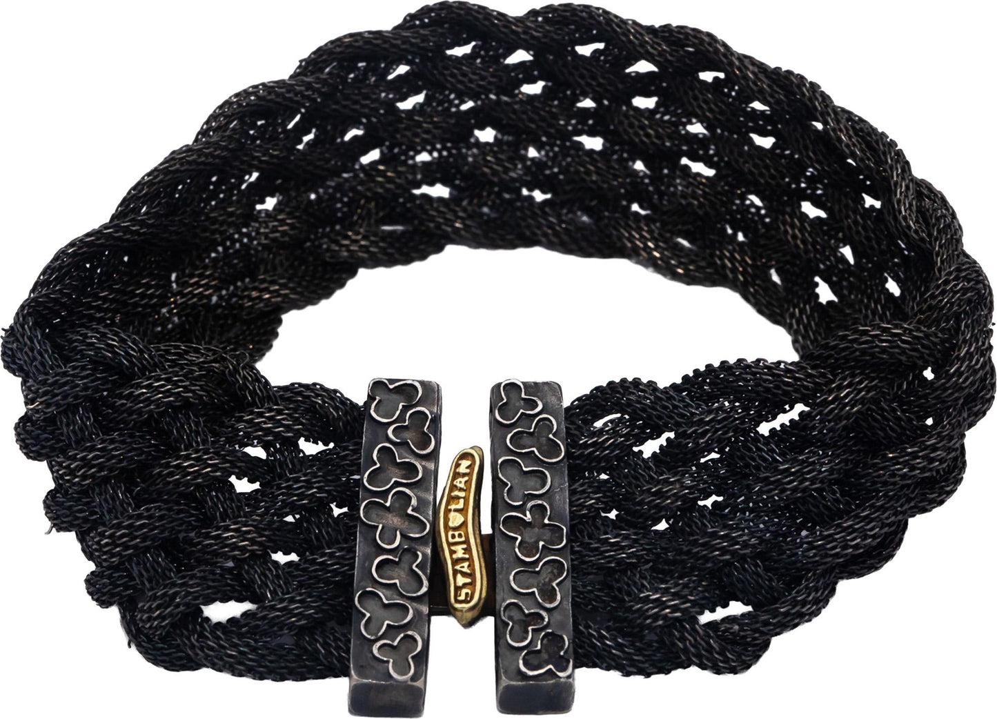 STAMBOLIAN 18k Gold Sterling Silver Wide Mesh Bracelet