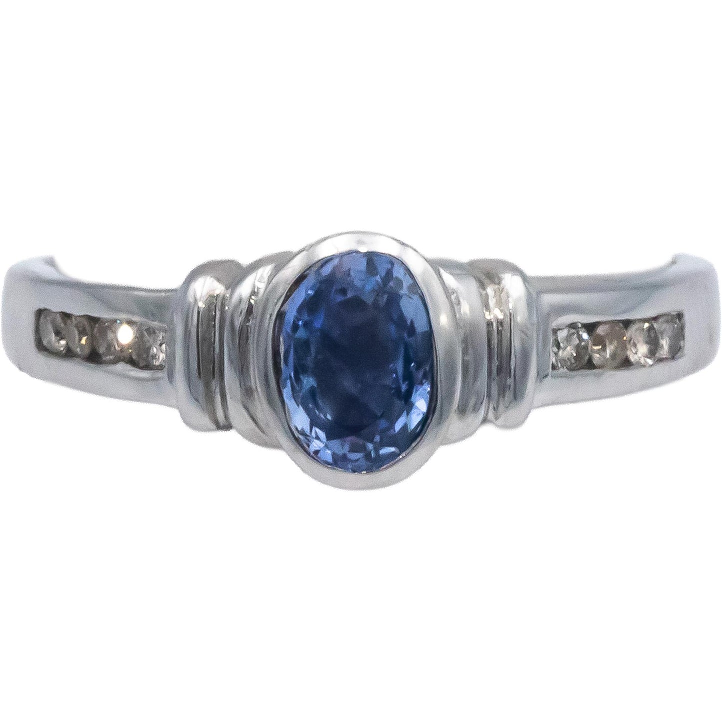 14k White Gold 0.43CT Diamond and Sapphire Ring Size 7