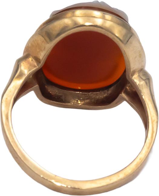 Vintage Antique 10k Yellow Gold Carnelian Cameo Ring Size 5