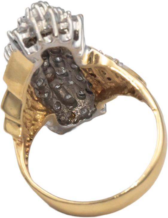 14k Yellow & White Gold Diamond Cluster Cocktail Ring 1.50CT Size 7.75
