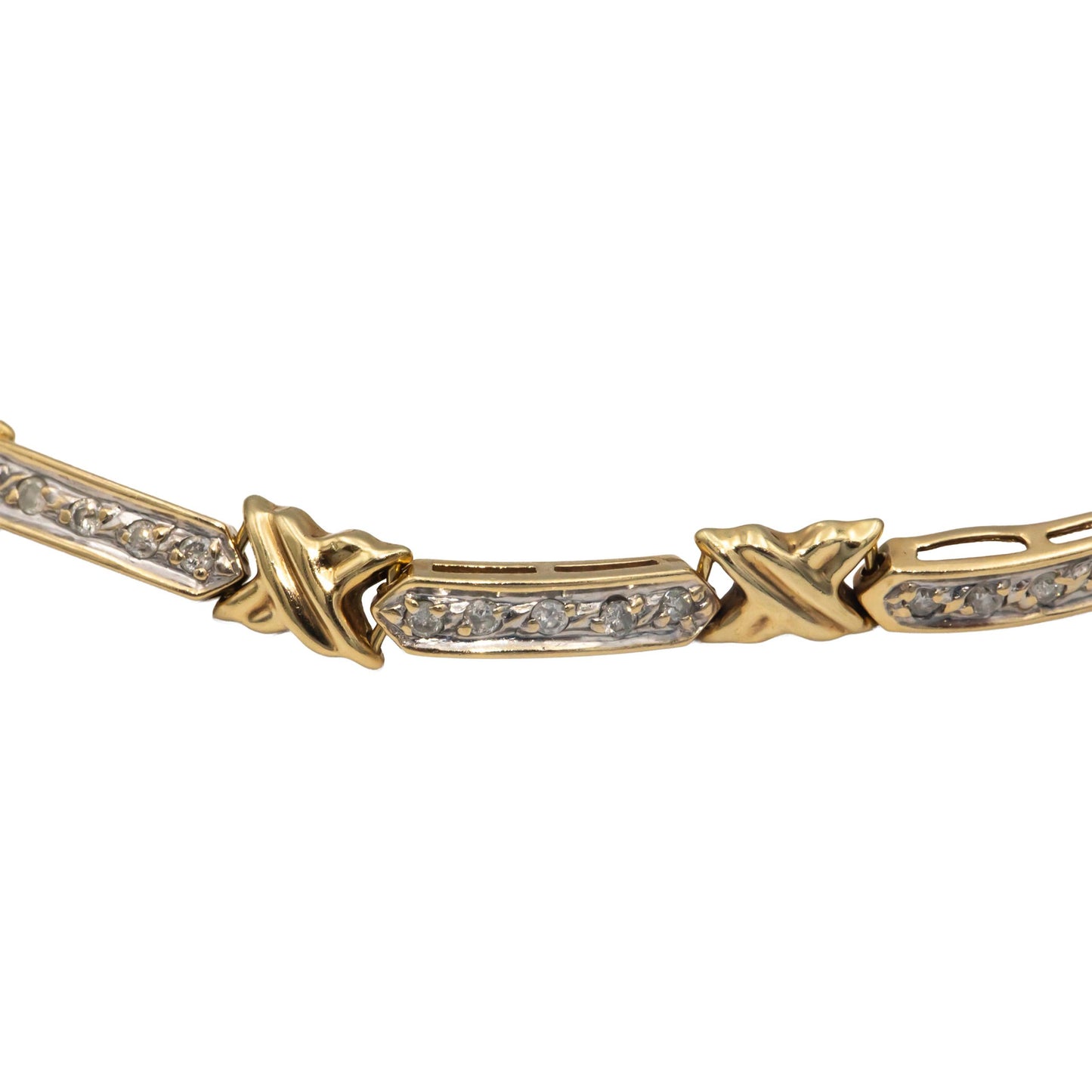 10k Yellow Gold 0.45CT Diamond Fancy Link Tennis Bracelet