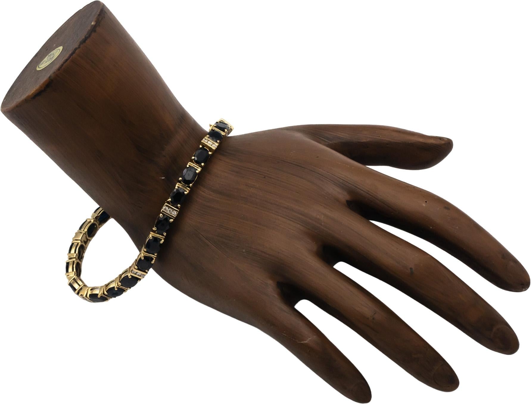 14k Yellow Gold 17.33CT Diamond and Sapphire Line Bracelet