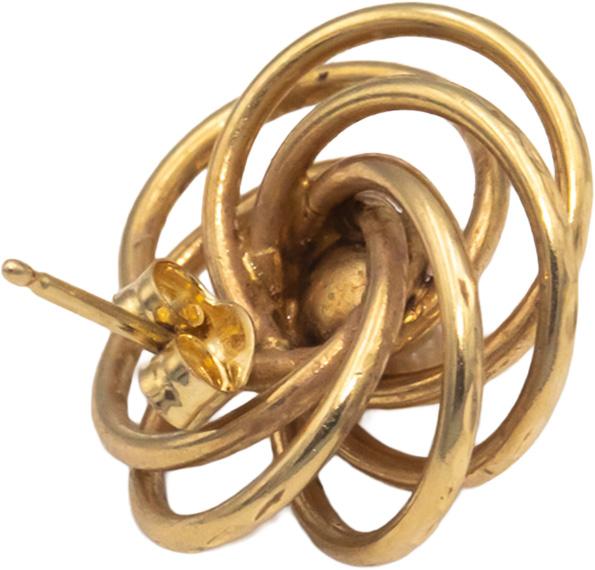 14k Yellow Gold Jewelry 6.2mm Diameter Pearl Stud Swirl Stud Earrings