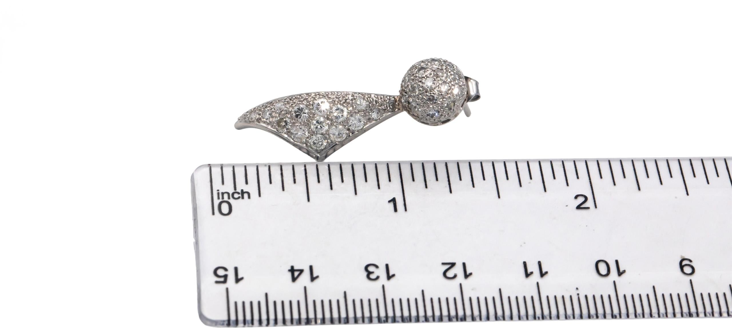 Platinum Round Diamond Cluster Drop Stud Earrings 1.0CT