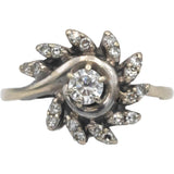 Vintage Antique 14k White Gold Round Diamond Spiral Ring 0.50CT Size 6