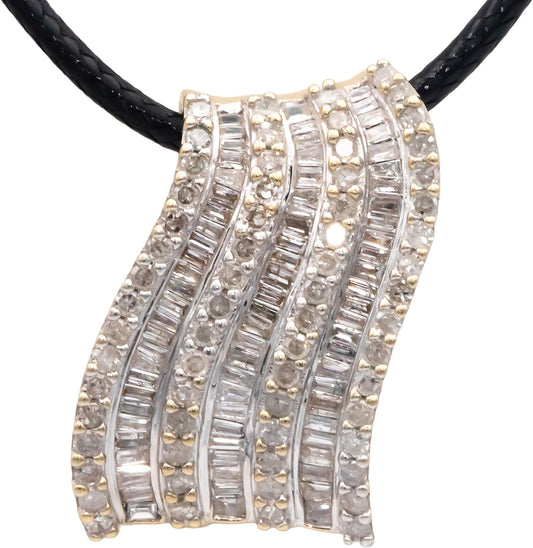 14k Yellow Gold Jewelry 2.0CT Diamond Ribbon Slide Pendant