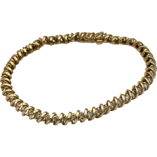 14k Yellow Gold Jewelry 2.0CT Round Cut Diamond S Link Tennis Bracelet