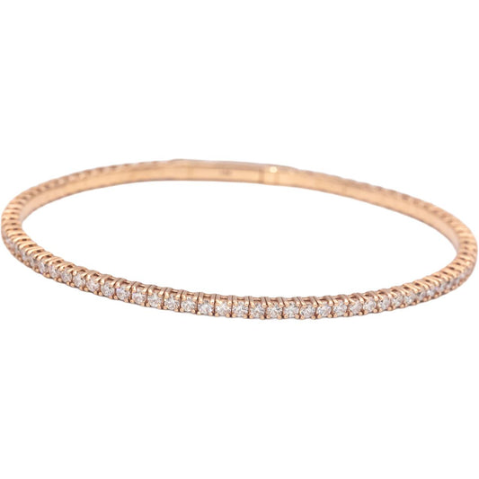 14k Rose Gold 2.27CT Round Cut Diamond Semi-Flexible Bangle Bracelet