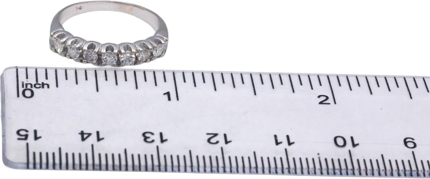 18k White Gold 0.35CT Round Cut Diamond Band Ring Size 6