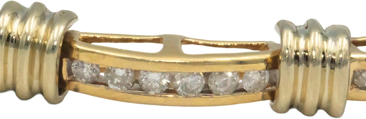 14k Yellow Gold Round Channel Set Diamond Fancy Link Bracelet 1.85CT