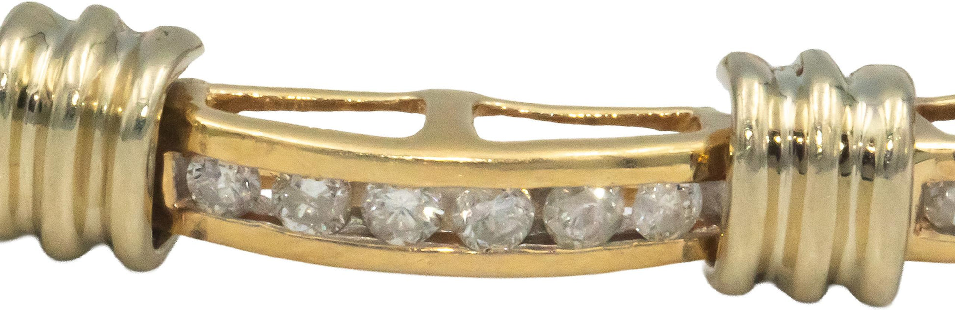 14k Yellow Gold Round Channel Set Diamond Fancy Link Bracelet 1.85CT