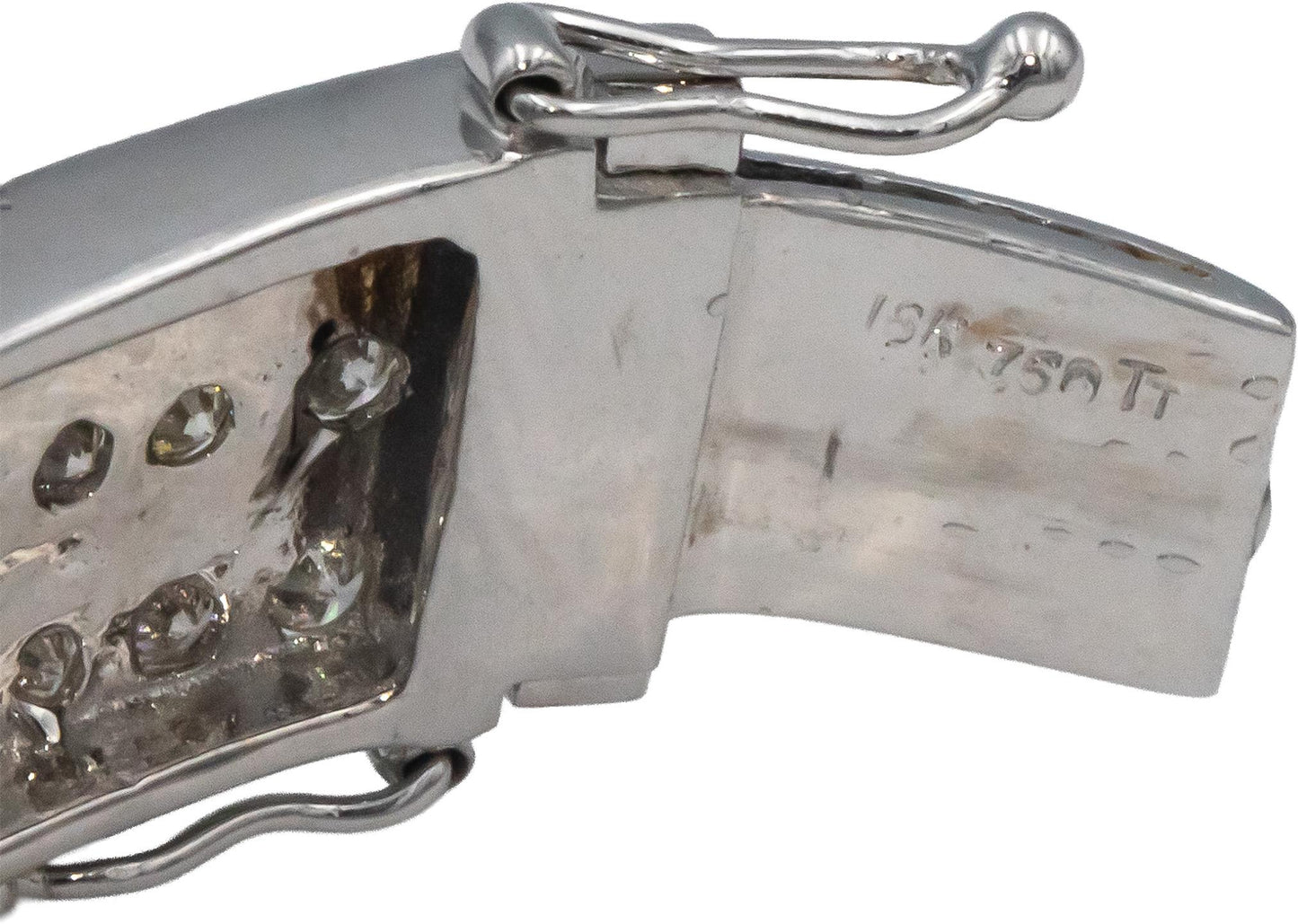 Diamond Round Cut 18k White Gold Three Row Wavy Bangle Bracelet 5.50CT