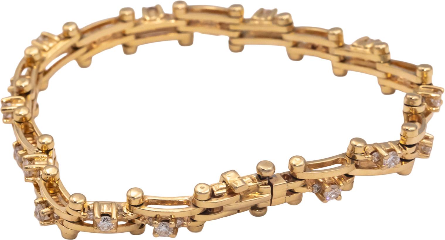 14k Yellow Gold VS Round Diamond Fancy Formal Link Bracelet 1.50CT