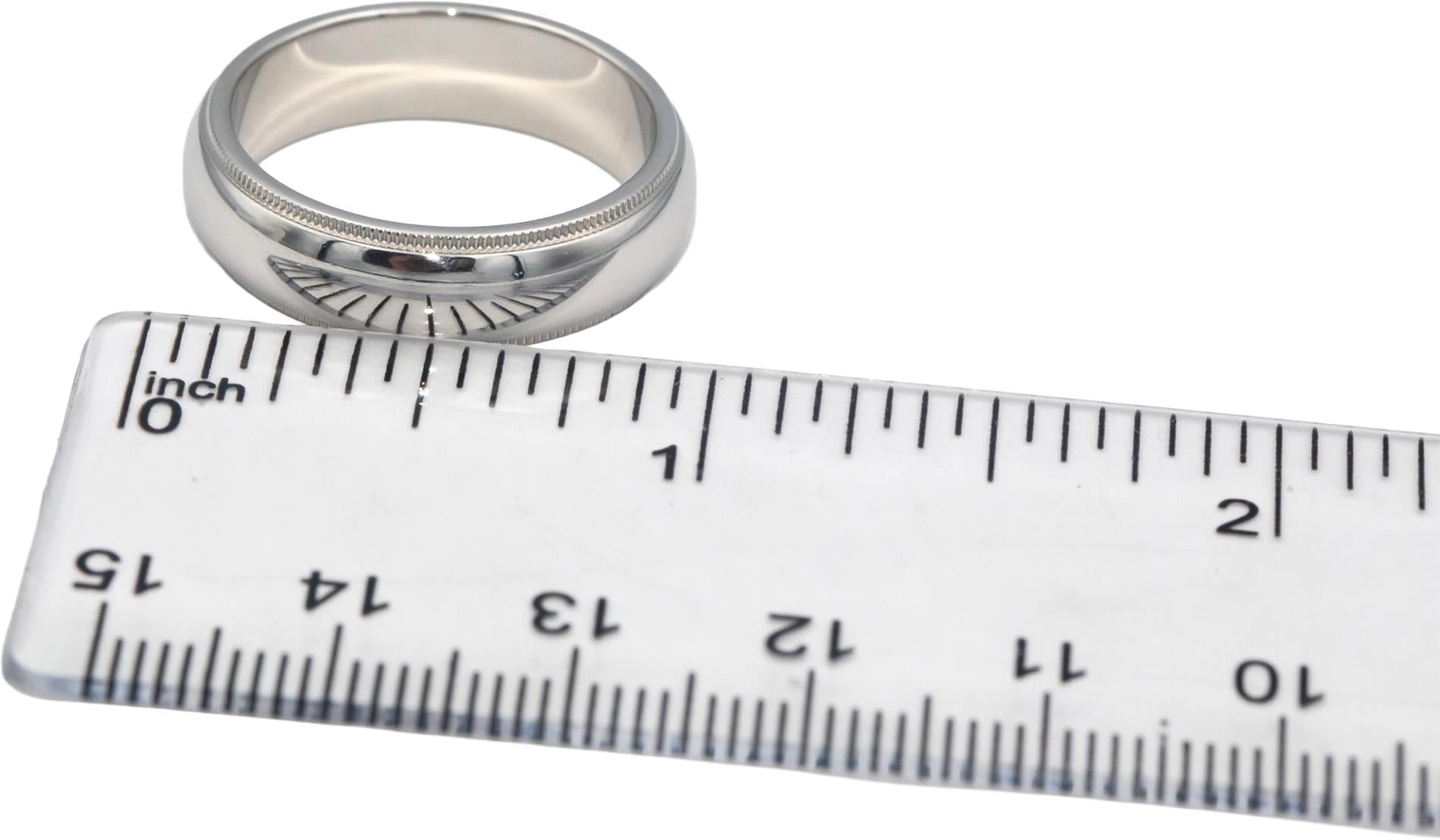 TIFFANY & CO. Platinum 6.0mm Wide Band Ring Size 9.25