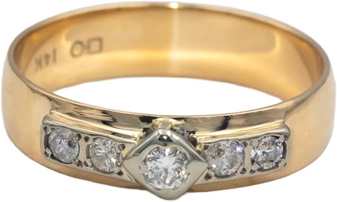 14k Yellow Gold Jewelry 0.33CT Round Cut Diamond Men's Ring Size 10.25