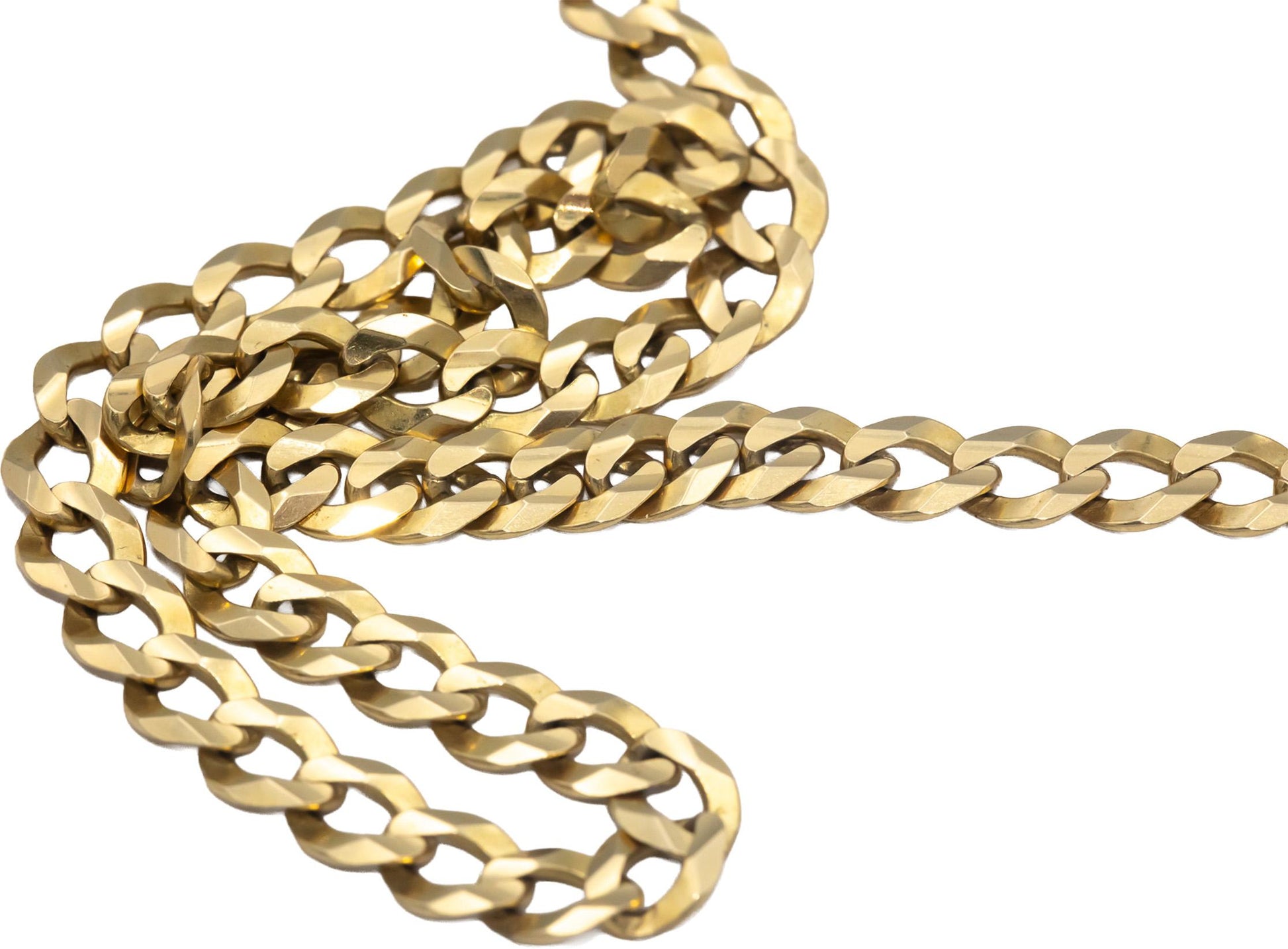 14k Yellow Gold Jewelry 22.5" Long/5.4mm Wide Diamond Cut Curb Link Necklace