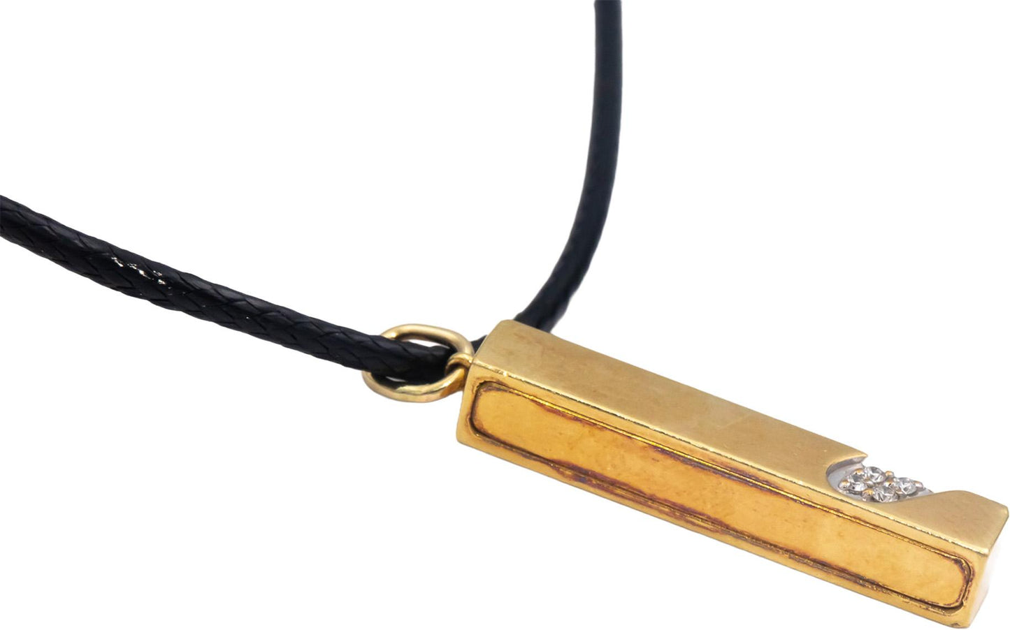 18k Yellow Gold 0.15CT Round Cut Diamond Heart Themed Bar Pendant Necklace