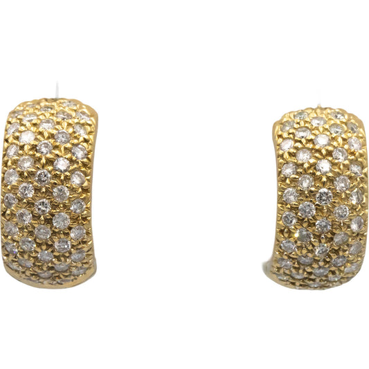 14k Yellow Gold VS Round Diamond Hoop Huggie Earrings 1.30CT