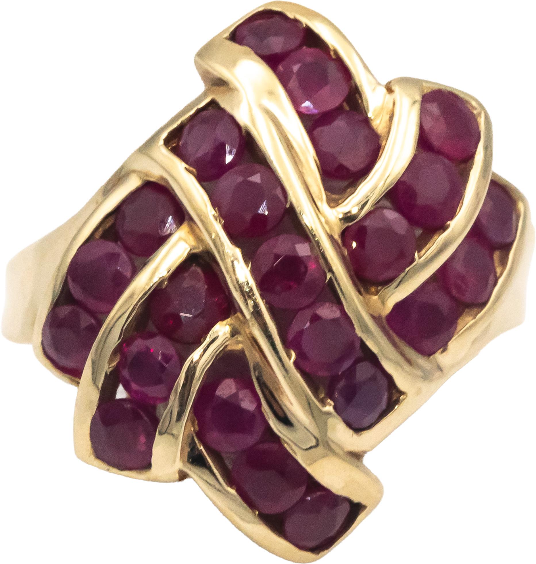 10k Yellow Gold Jewelry 1.50CT Round Cut Ruby Cocktail Ring Size 6.25