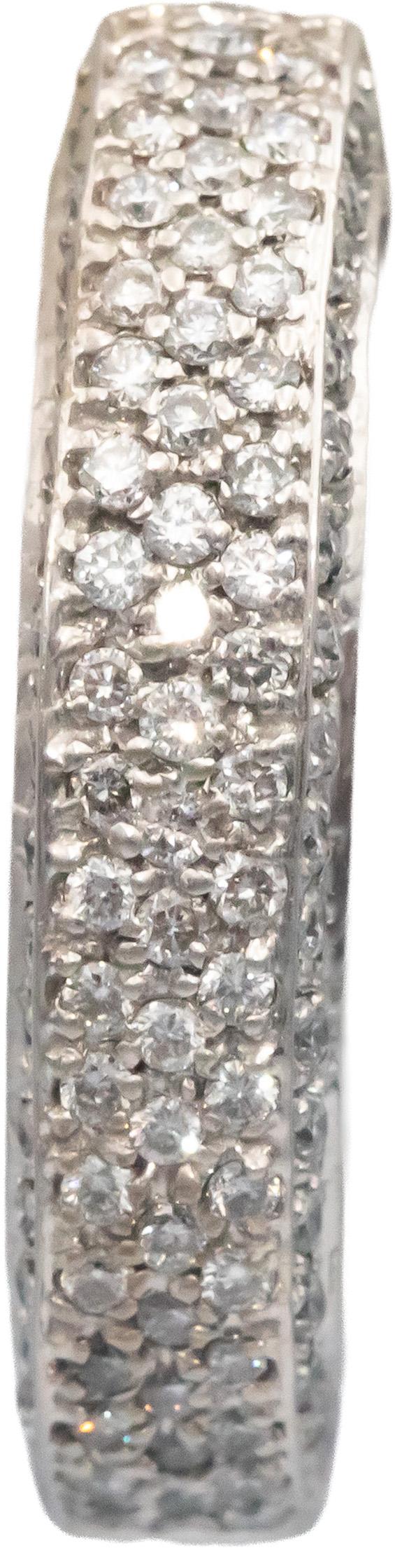 SONIA B. 14k White Gold 1.50CT Round Cut Diamond Hoop Earrings
