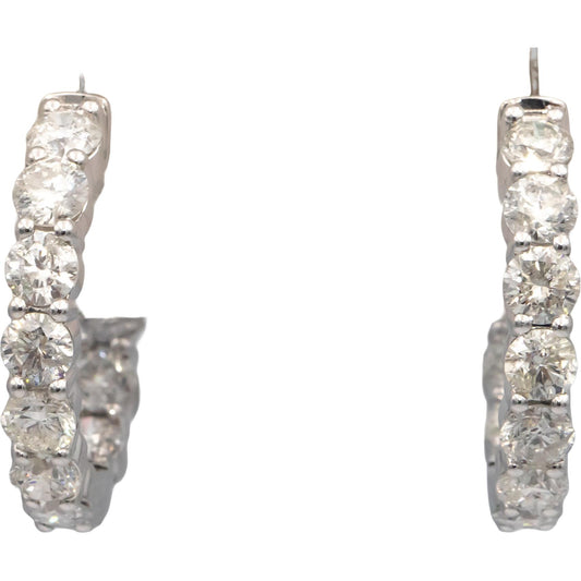 Diamond Round Cut 14k White Gold Jewelry Inside Out Hoop Earrings 5.0CT