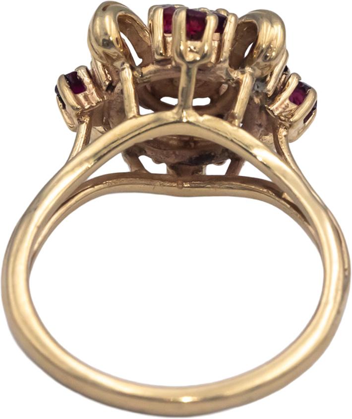 14k Yellow Gold 0.42CT Round Cut Diamond and Ruby Cocktail Ring Size 6.25