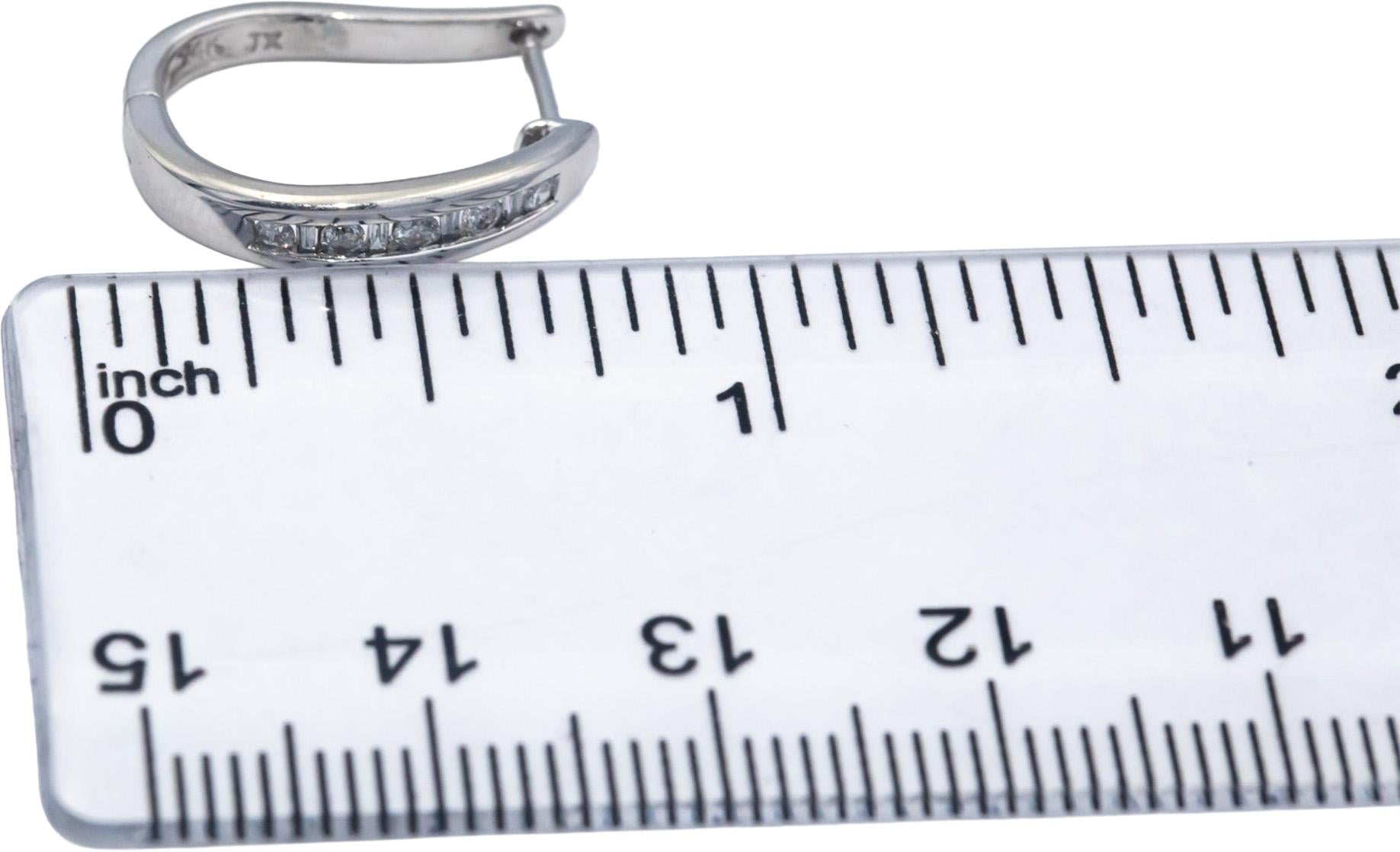 14k White Gold Jewelry Round Channel Set Diamond Hoop Huggie Earrings 0.25CT