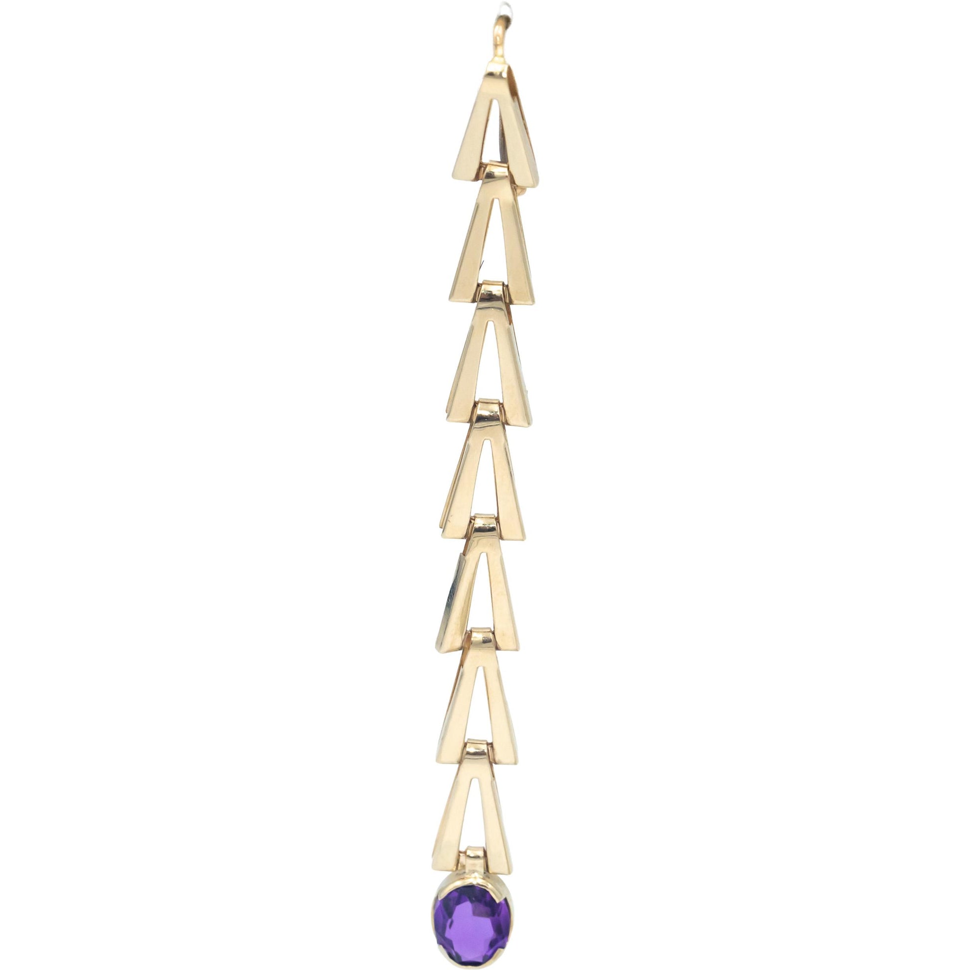 Amethyst Oval Cut 14k Yellow Gold Drop Dangle Earrings 3.0CT