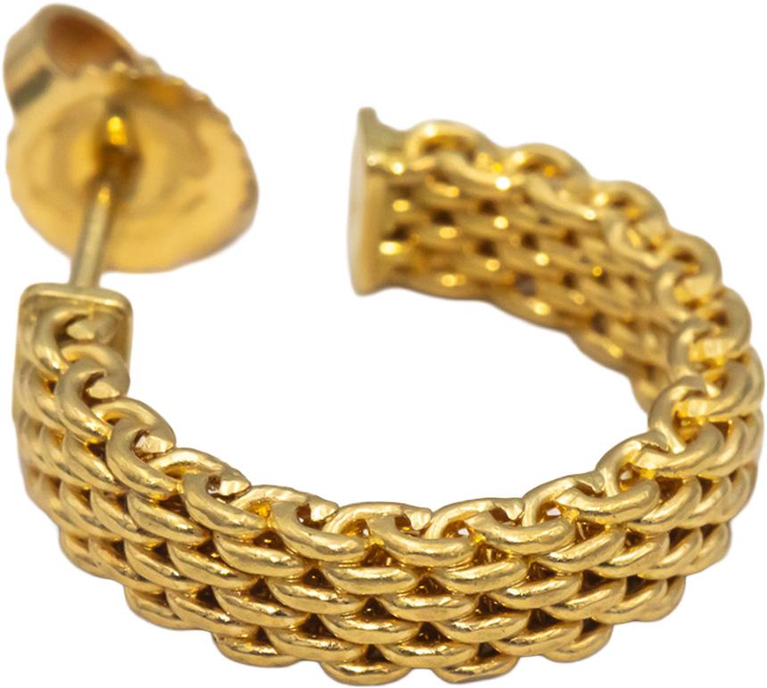 TIFFANY & CO. 18k Yellow Gold Jewelry Somerset Collection Mesh Hoop Earrings