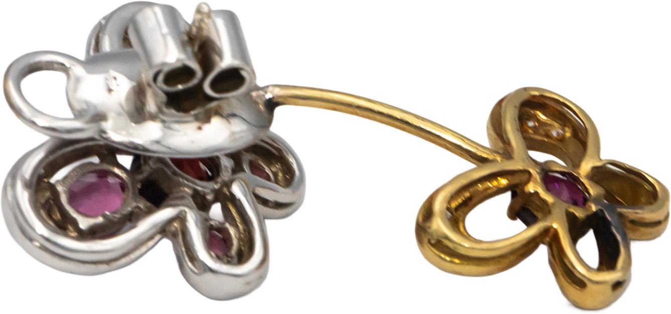 18k Two Tone Gold Diamond Assorted Gemstone Butterfly Earrings 4.0CT