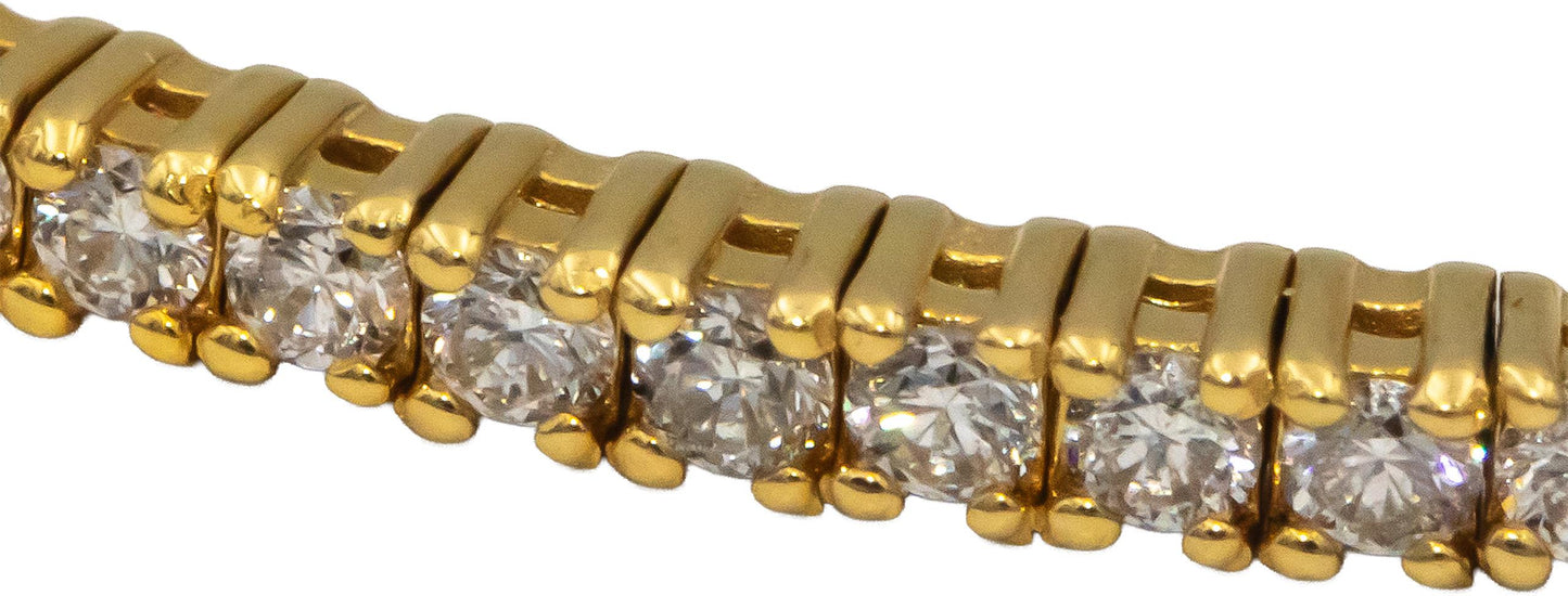 14k Yellow Gold VS Round Diamond Semi-Flexible 1/2 Around Bangle Bracelet 1.0CT