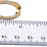 14k Yellow Gold Round Diamond Inside Out Circle Hoop Earrings 1.98CT