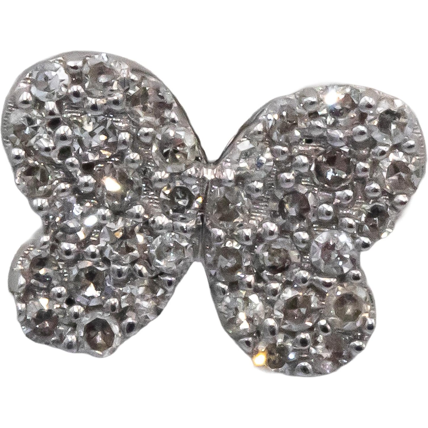 10k White Gold Round Diamond Cluster Butterfly Stud Earrings 0.20CT