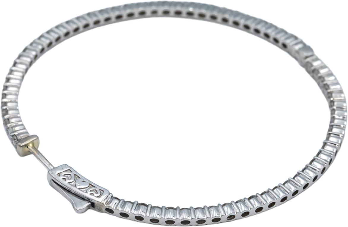 14k White Gold VS Round Diamond Inside Out Circle Hoop Earrings 2.95CT
