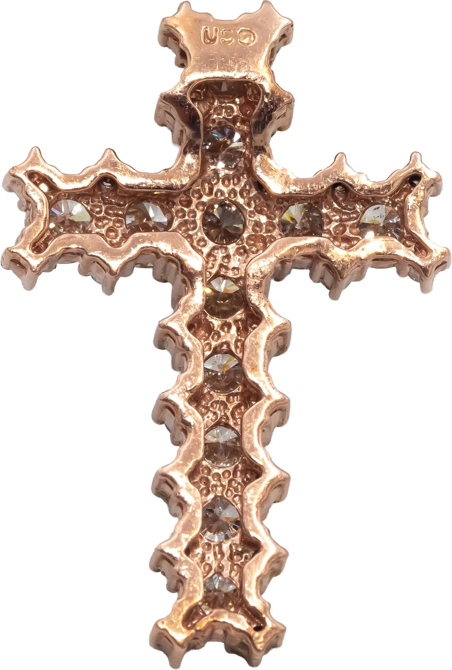 14k Rose Gold Jewelry Round Diamond Cross Crucifix Pendant 5.67CT