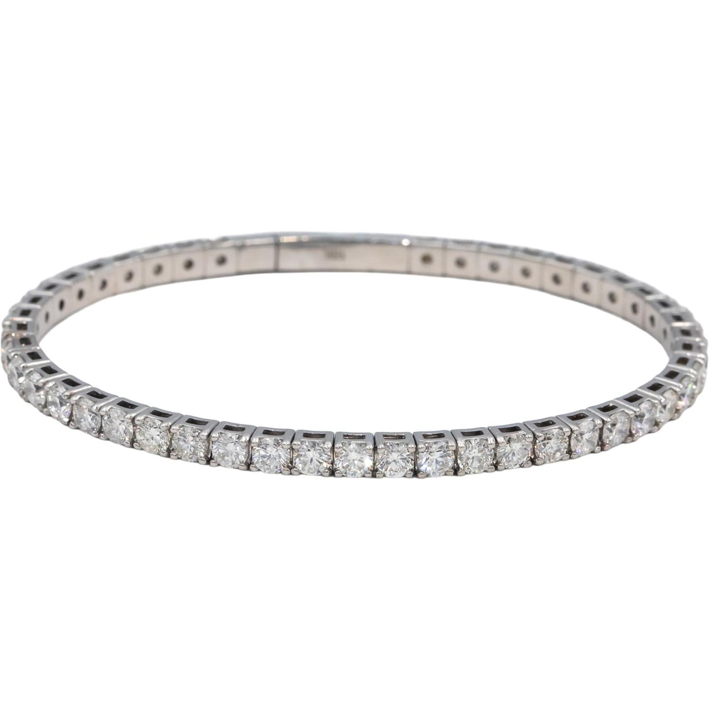 Round Diamond 18k White Gold Flexible Bangle Bracelet 7.90CT