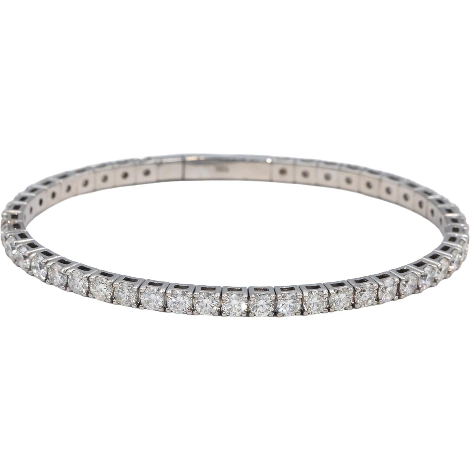 Round Diamond 18k White Gold Flexible Bangle Bracelet 7.90CT