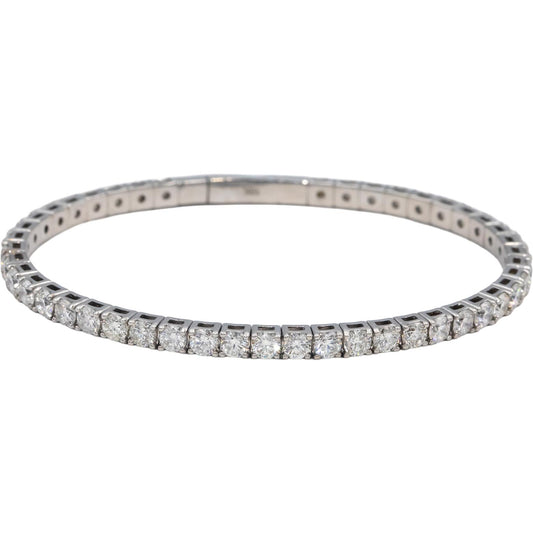 Round Diamond 18k White Gold Flexible Bangle Bracelet 7.90CT