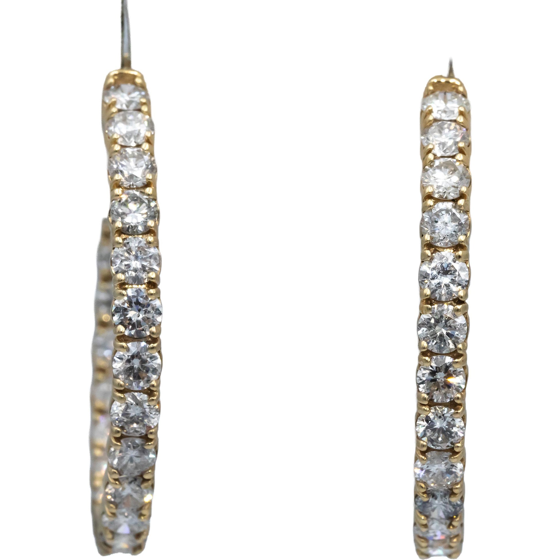 Round Diamond 14k Yellow Gold Jewelry Inside Out Circle Hoop Earrings 9.11CT