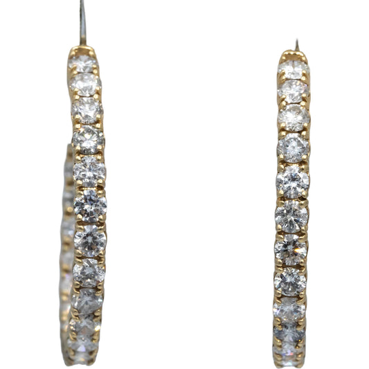 Round Diamond 14k Yellow Gold Jewelry Inside Out Circle Hoop Earrings 9.11CT