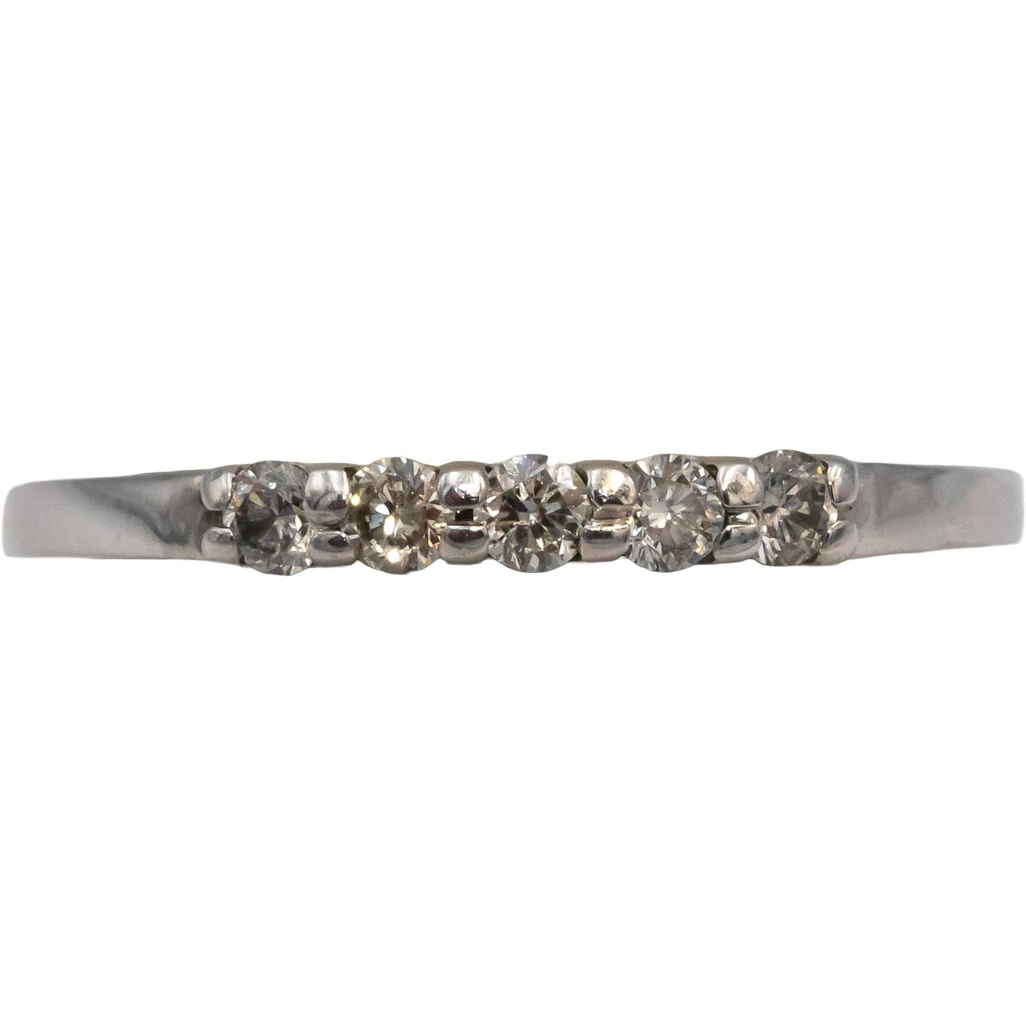 10k White Gold Round Diamond Five Stone Band Ring 0.27CT Size 6.5